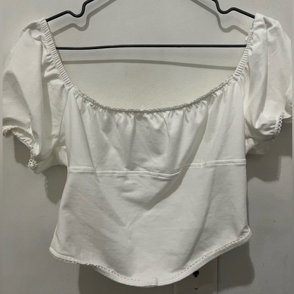 ASOS DESIGN Hourglass milkmaid top with scarf hem in white - Picture 3 of 3